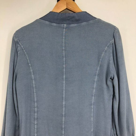 ELISA CAVALETTI Slate Blue Slouchy Jersey Buttoned Long Overcoat NWT crepe SP - Picture 11 of 16